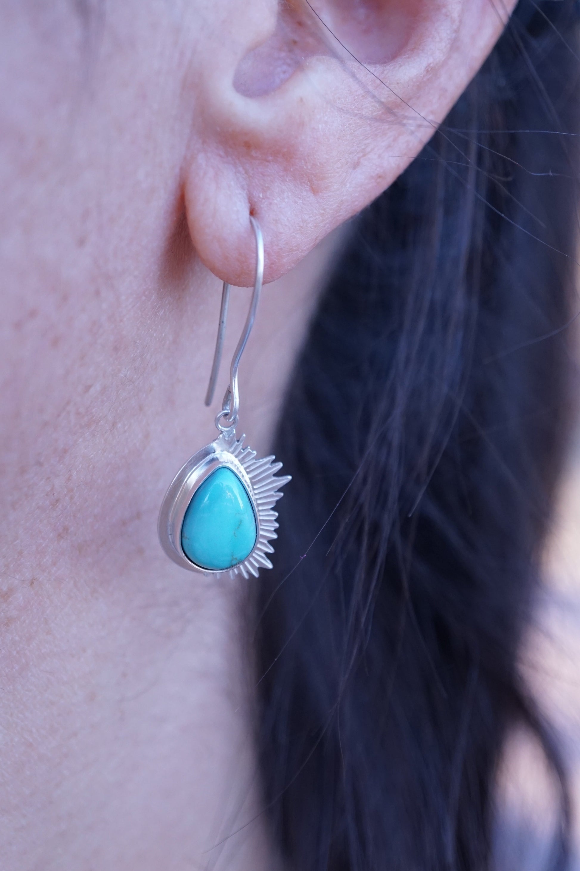 red mountain turquoise flair dangle earrings - Lumenrose