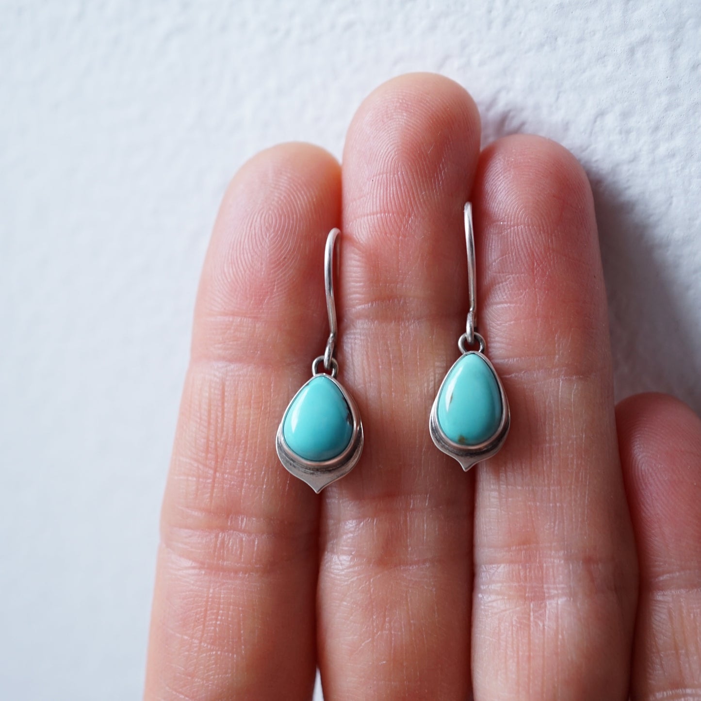 red mountain turquoise + silver teardrop dangle earrings - Lumenrose