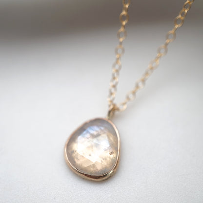rosecut rainbow moonstone dainty necklace - 14k goldfill - Lumenrose