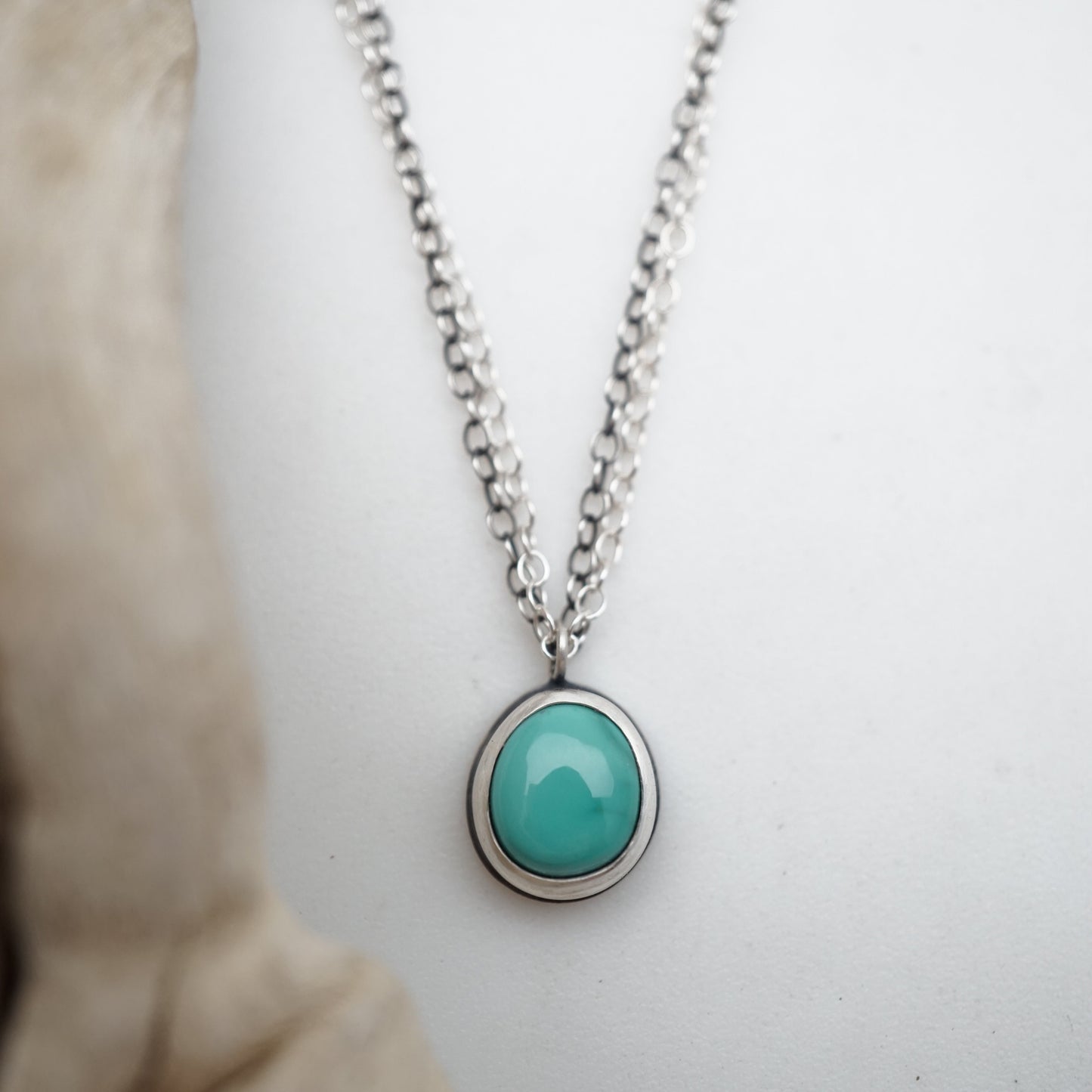 royston turquoise dainty necklace - 18" double chain - Lumenrose