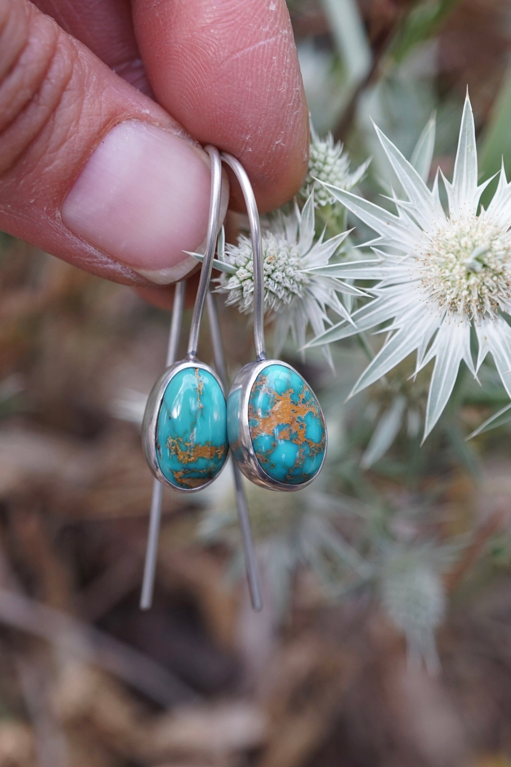 royston turquoise pendulum style earrings - Lumenrose