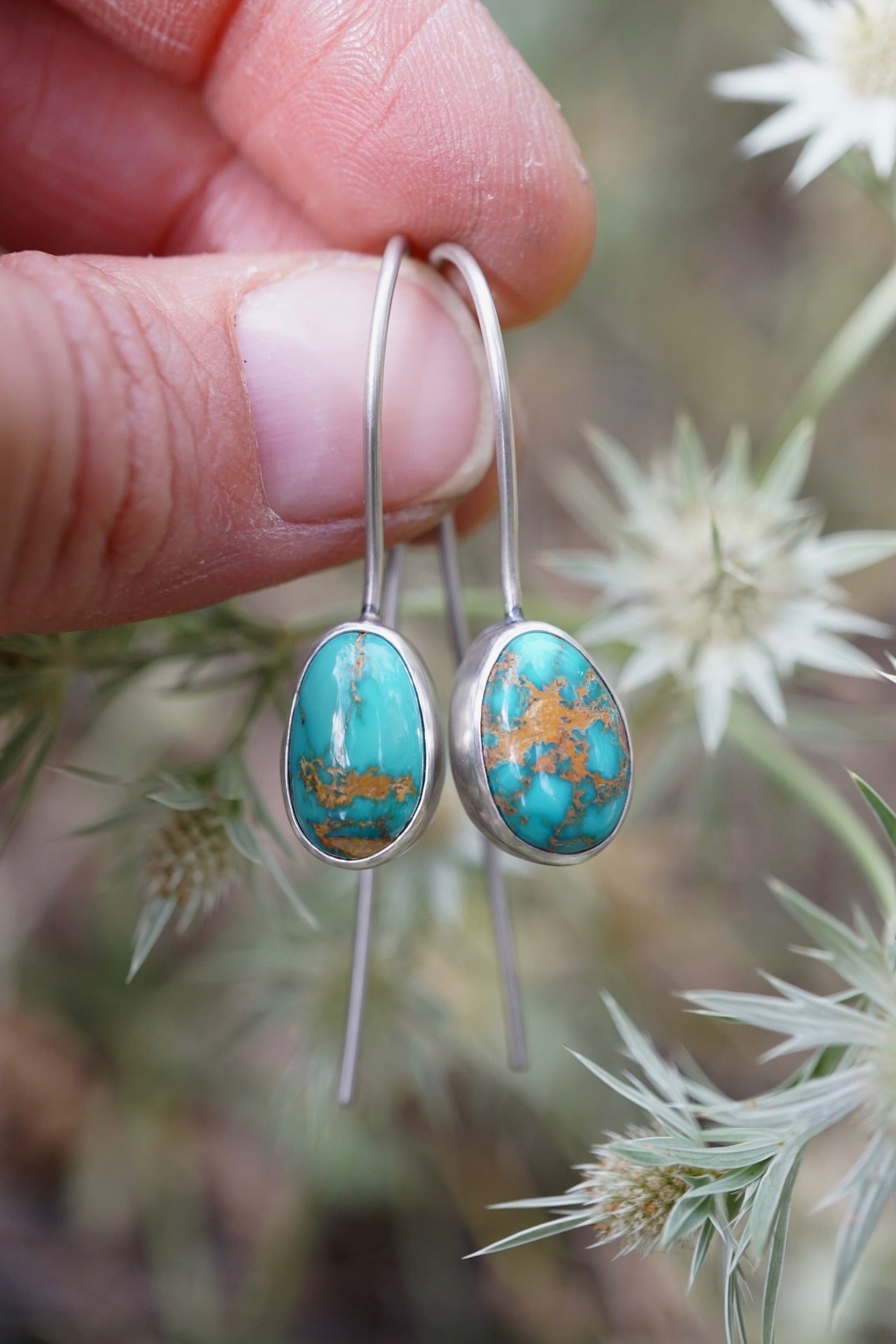 royston turquoise pendulum style earrings - Lumenrose