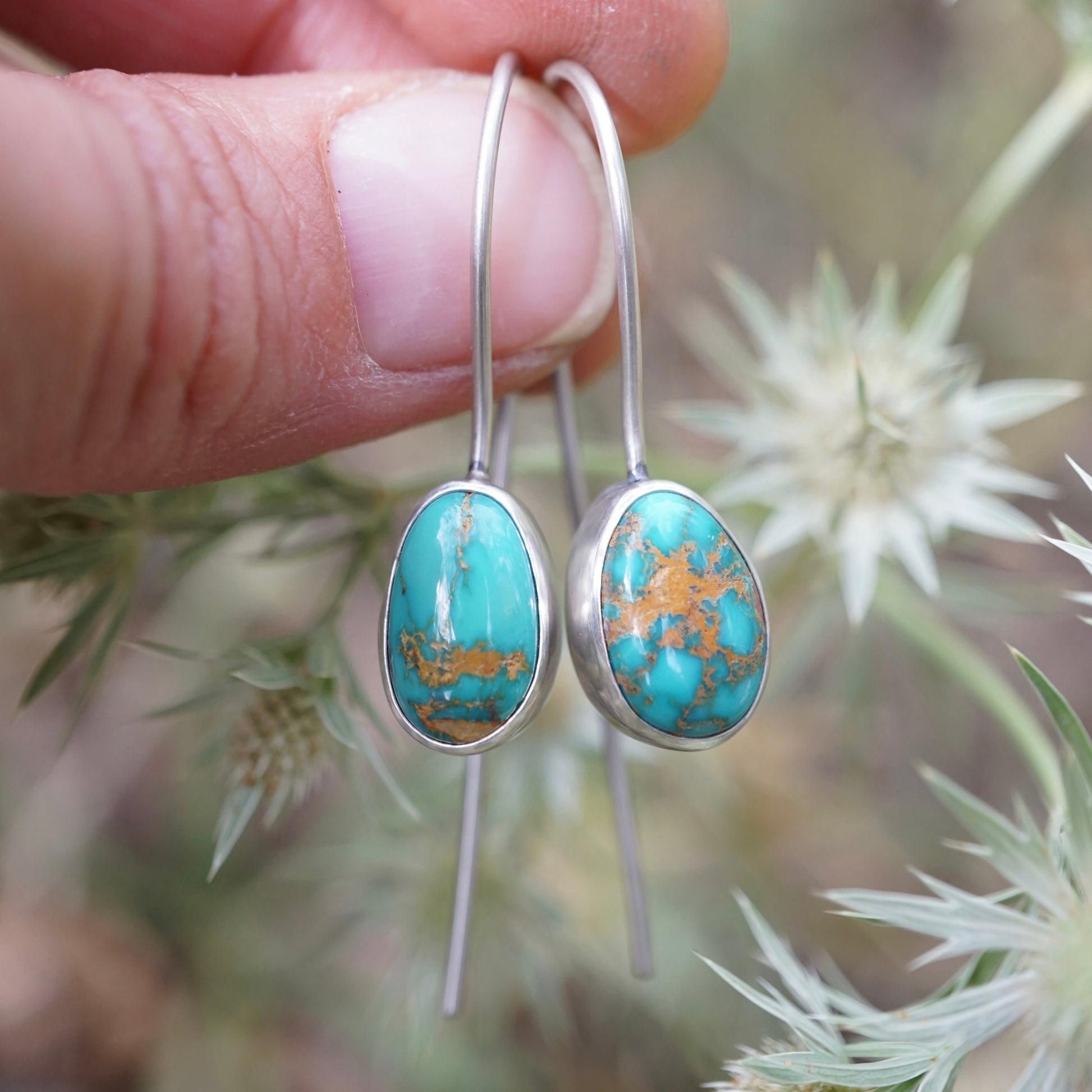 royston turquoise pendulum style earrings - Lumenrose