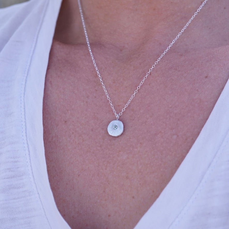 sage green sapphire sparkle necklace - Lumenrose