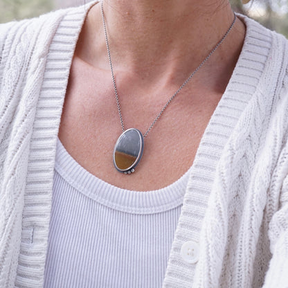 sandy shores and moody sky landscape jasper necklace - Lumenrose