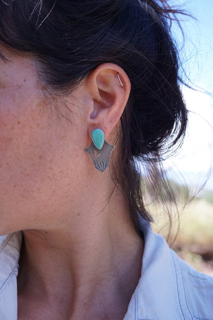 shield maiden studs with chilean turquoise - Lumenrose
