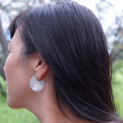 silver circle earrings - smaller - Lumenrose
