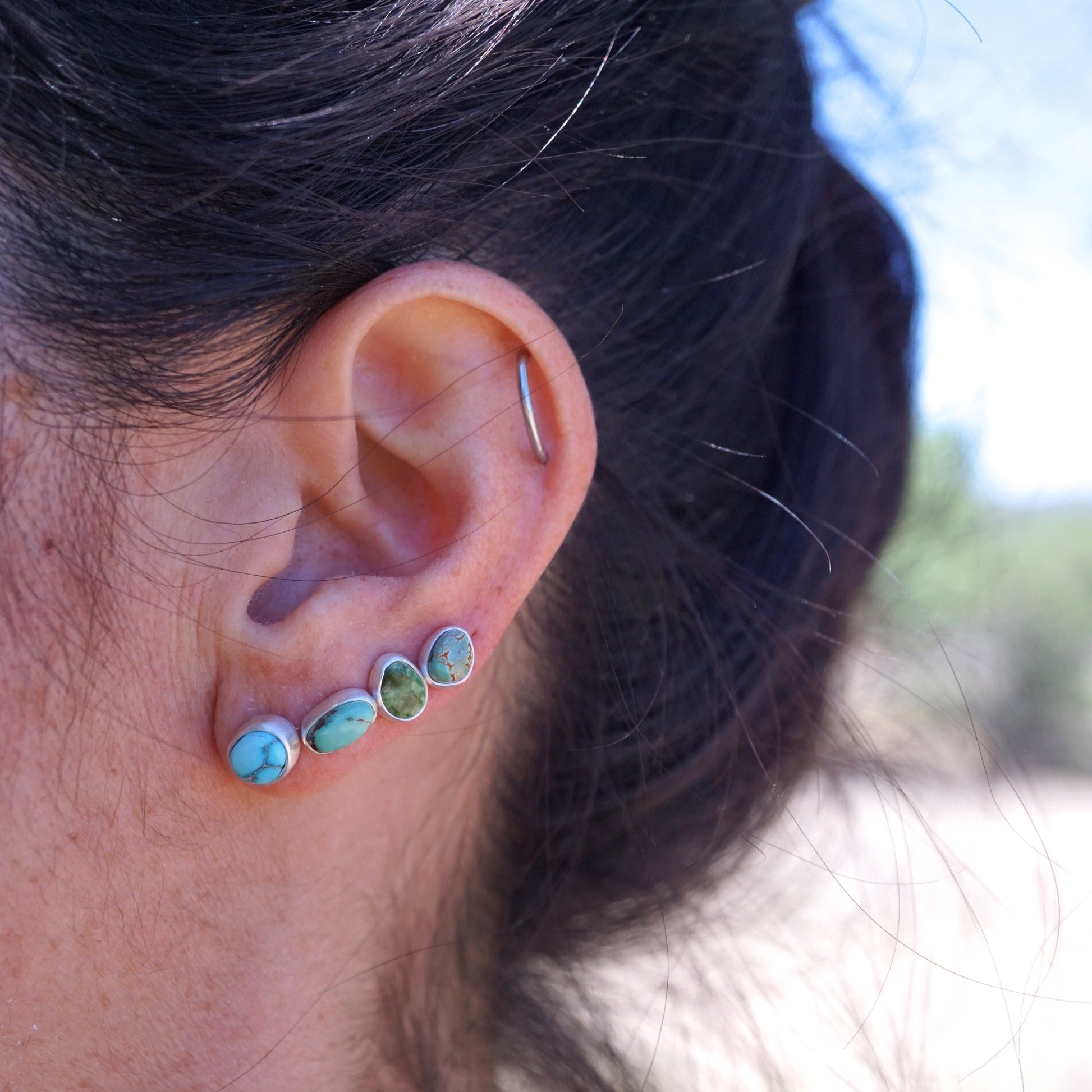 single turquoise stud earrings - Lumenrose