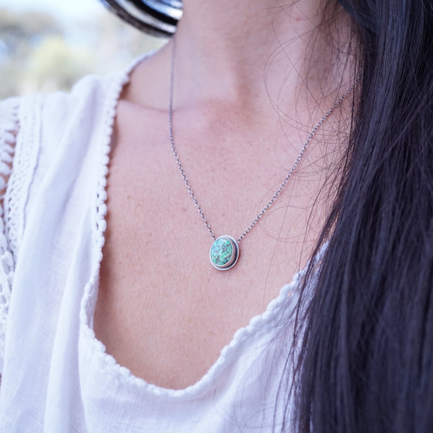 small carico lake turquoise oval necklace - Lumenrose