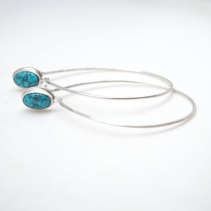 sonoran blue j turquoise + silver hoops - Lumenrose