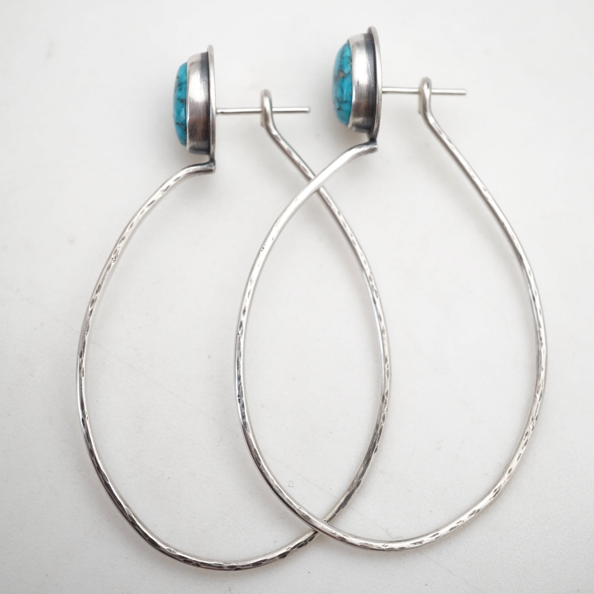 sonoran blue j turquoise + silver hoops - SMALL SIZE - Lumenrose