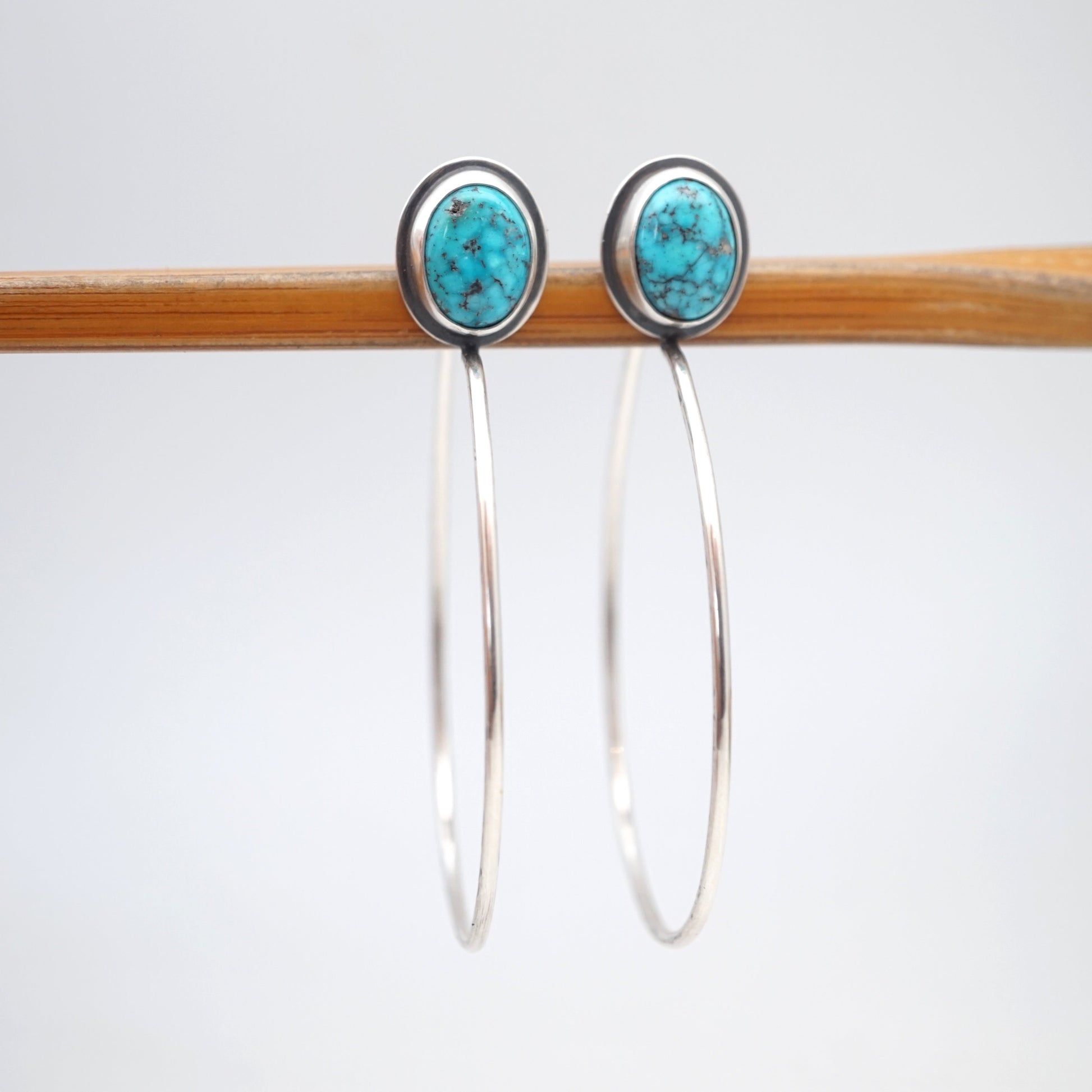 sonoran blue j turquoise + silver hoops - SMALL SIZE - Lumenrose