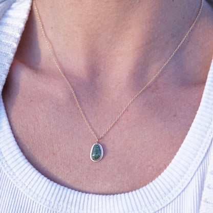 sonoran gold deep green + 14k goldfill dainty necklace - Lumenrose