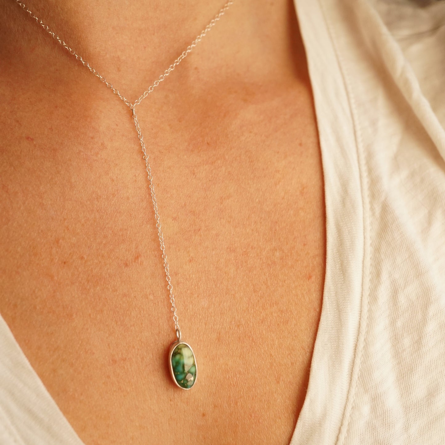 sonoran gold polychrome turquoise lariat necklace - Lumenrose