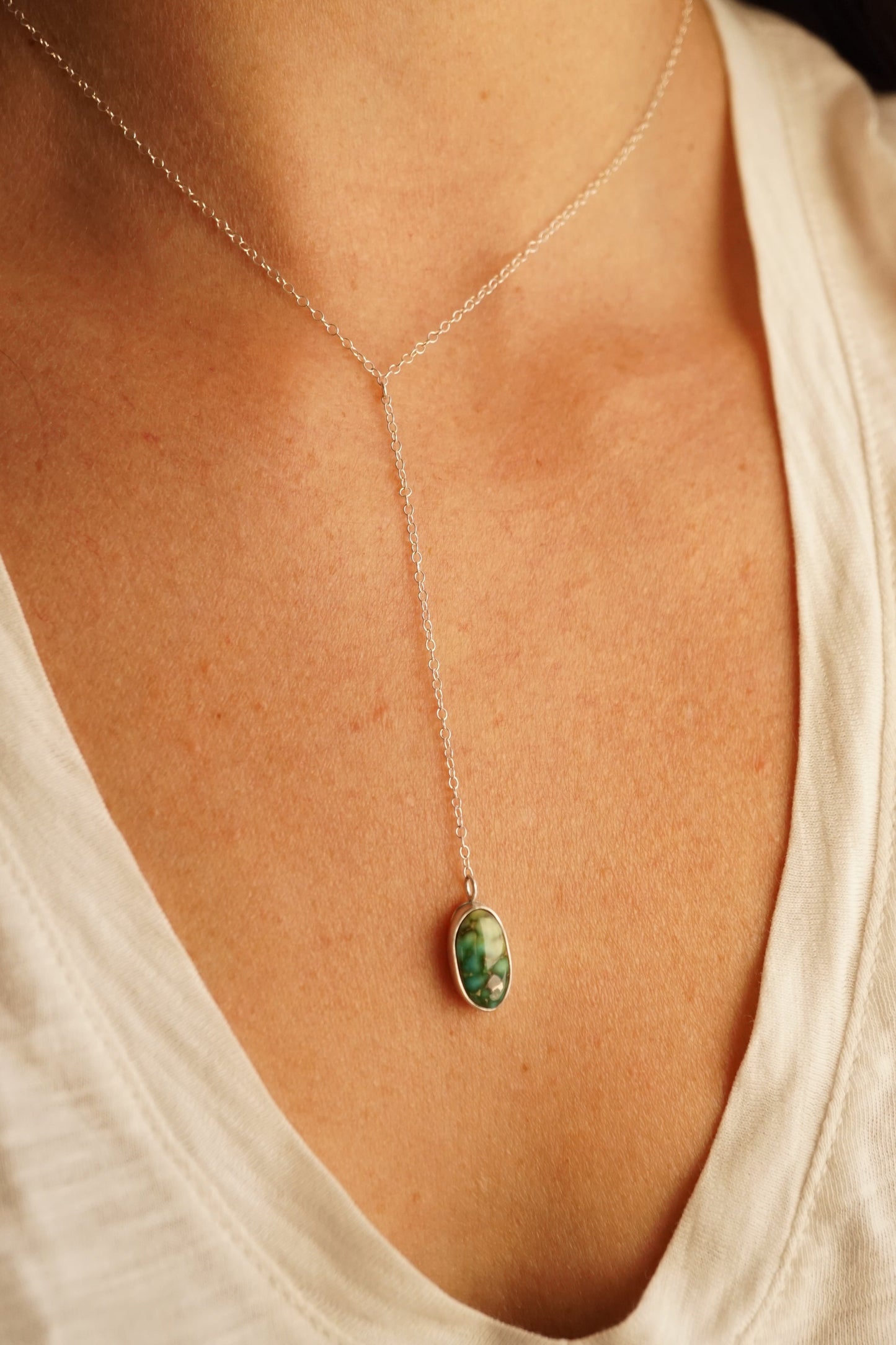 sonoran gold polychrome turquoise lariat necklace - Lumenrose