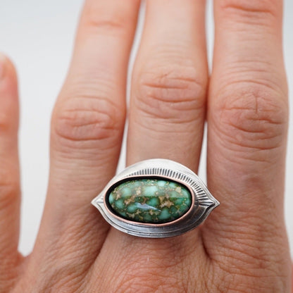 sonoran gold turquoise copper bezel ring made to order in your size - Lumenrose