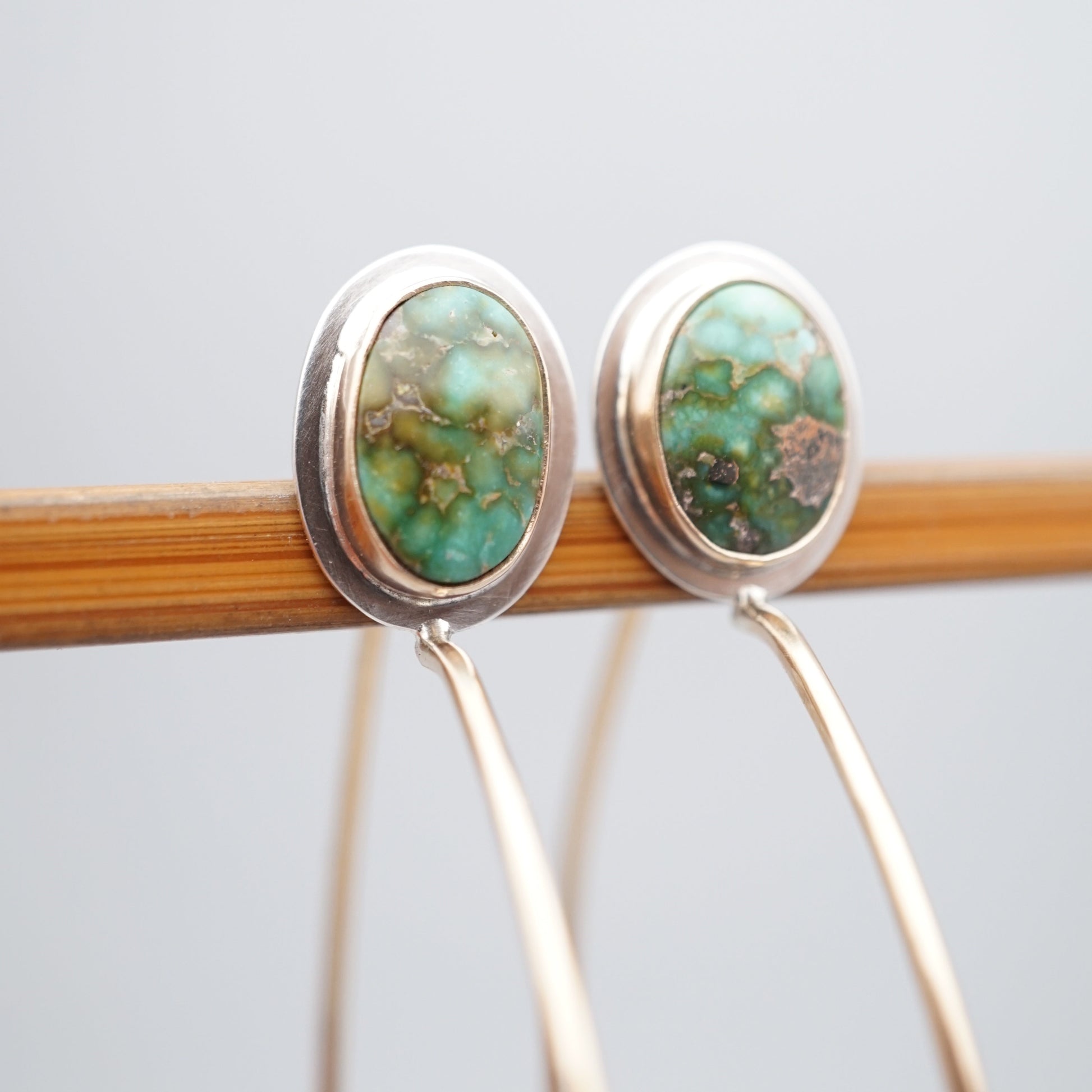 sonoran gold turquoise + silver + 14k goldfill hoops - Lumenrose