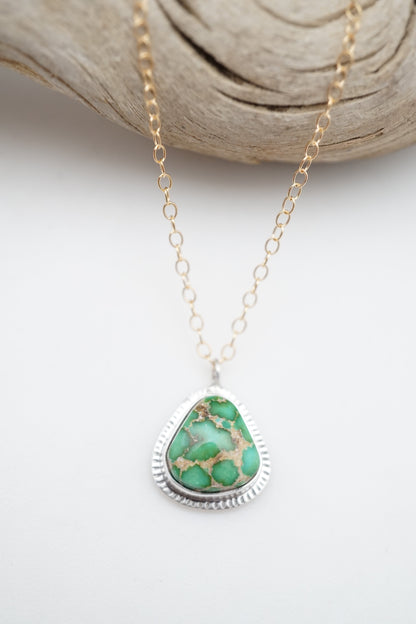sonoran gold turquoise + silver and goldfill necklace - 17" chain - Lumenrose