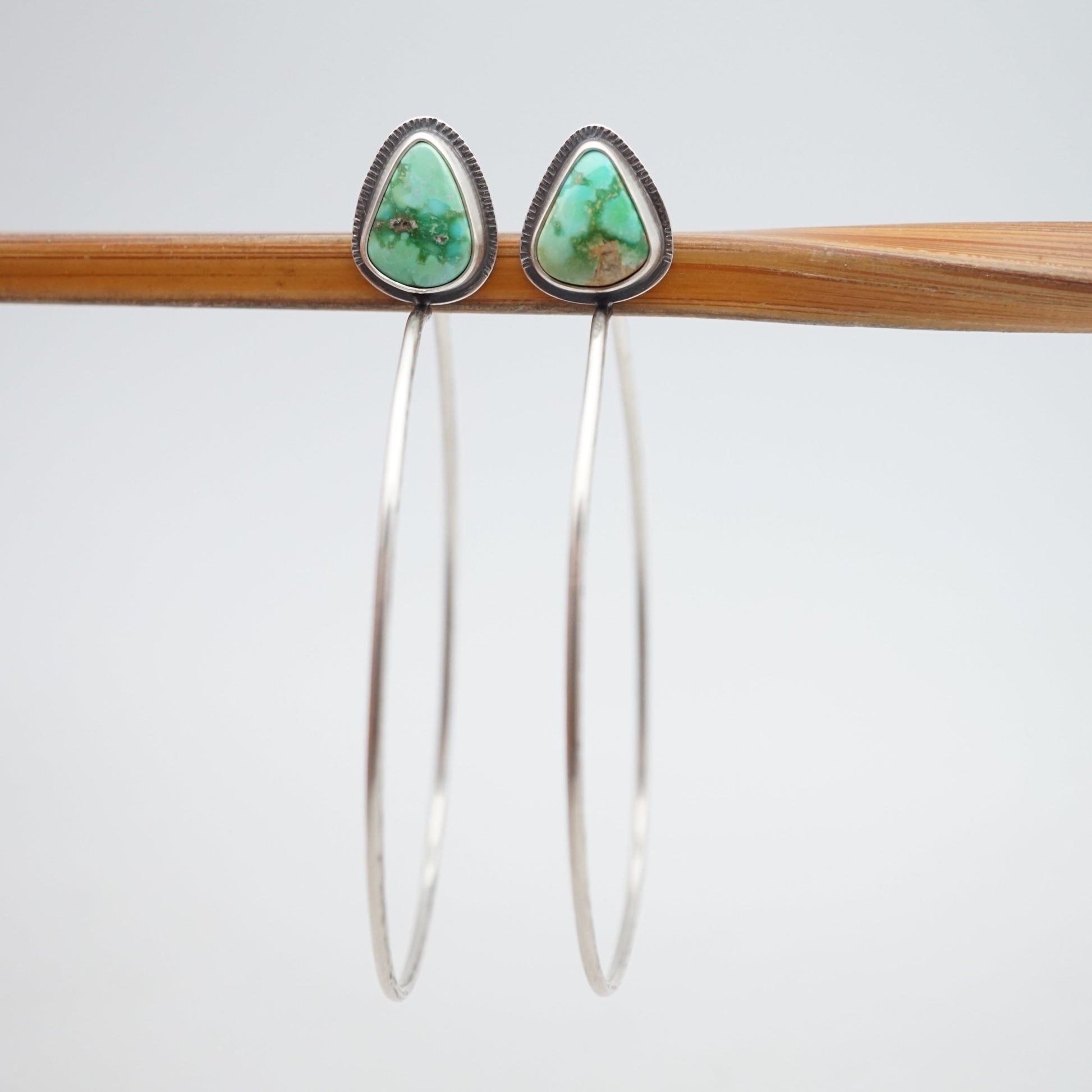 sonoran gold turquoise + silver hoops - Lumenrose