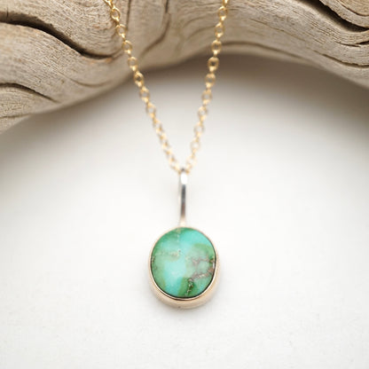 sonoran mountain turquoise necklace with 14k bezel - Lumenrose