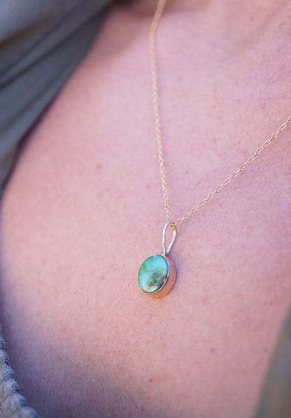 sonoran mountain turquoise necklace with 14k bezel - Lumenrose