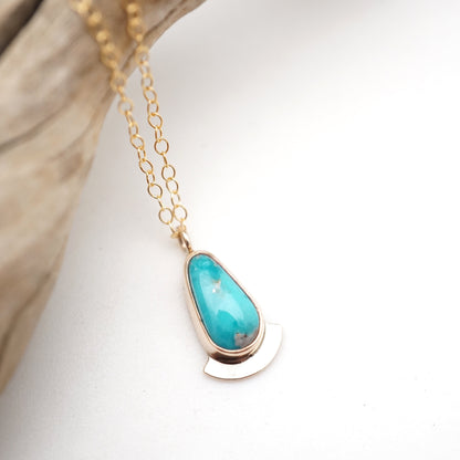 sonoran nugget turquoise + 14k goldfill necklace - 20" chain - Lumenrose