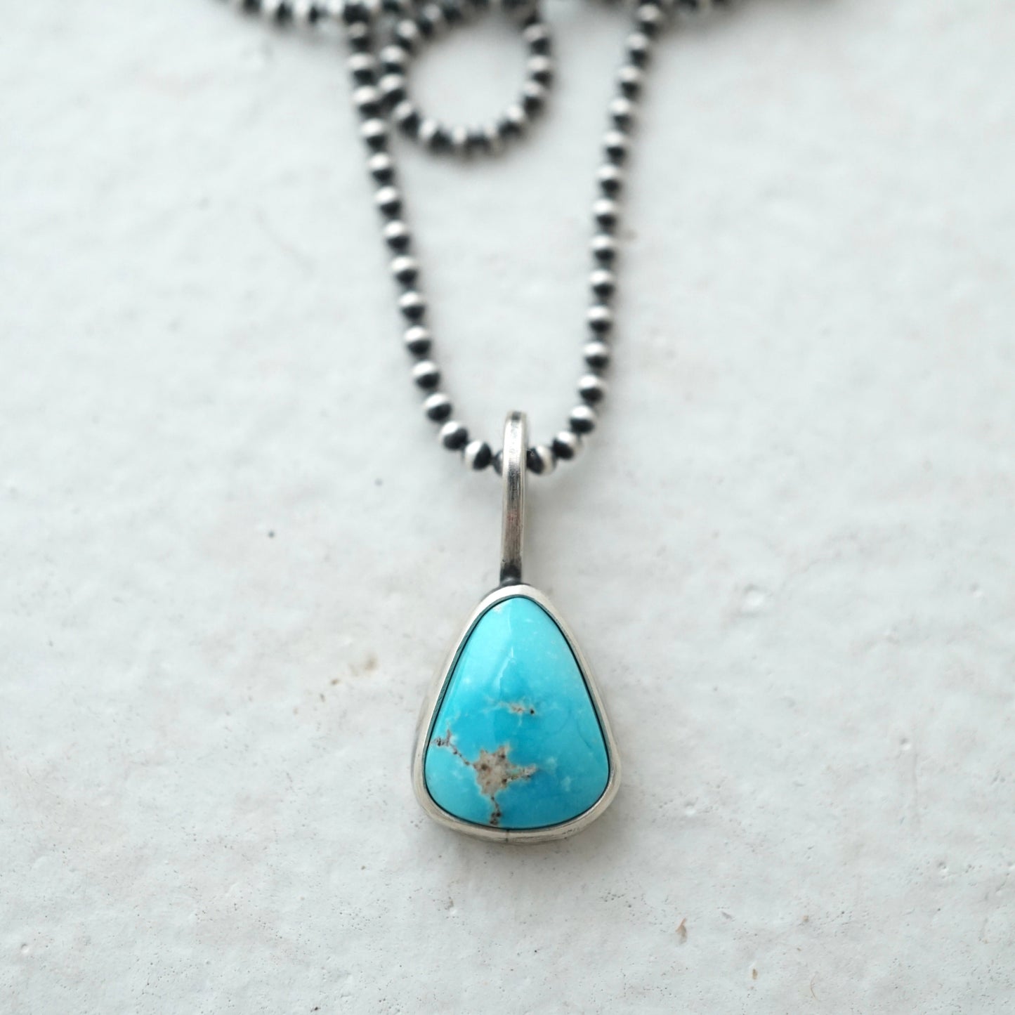 sonoran nugget turquoise necklace in sterling - Lumenrose