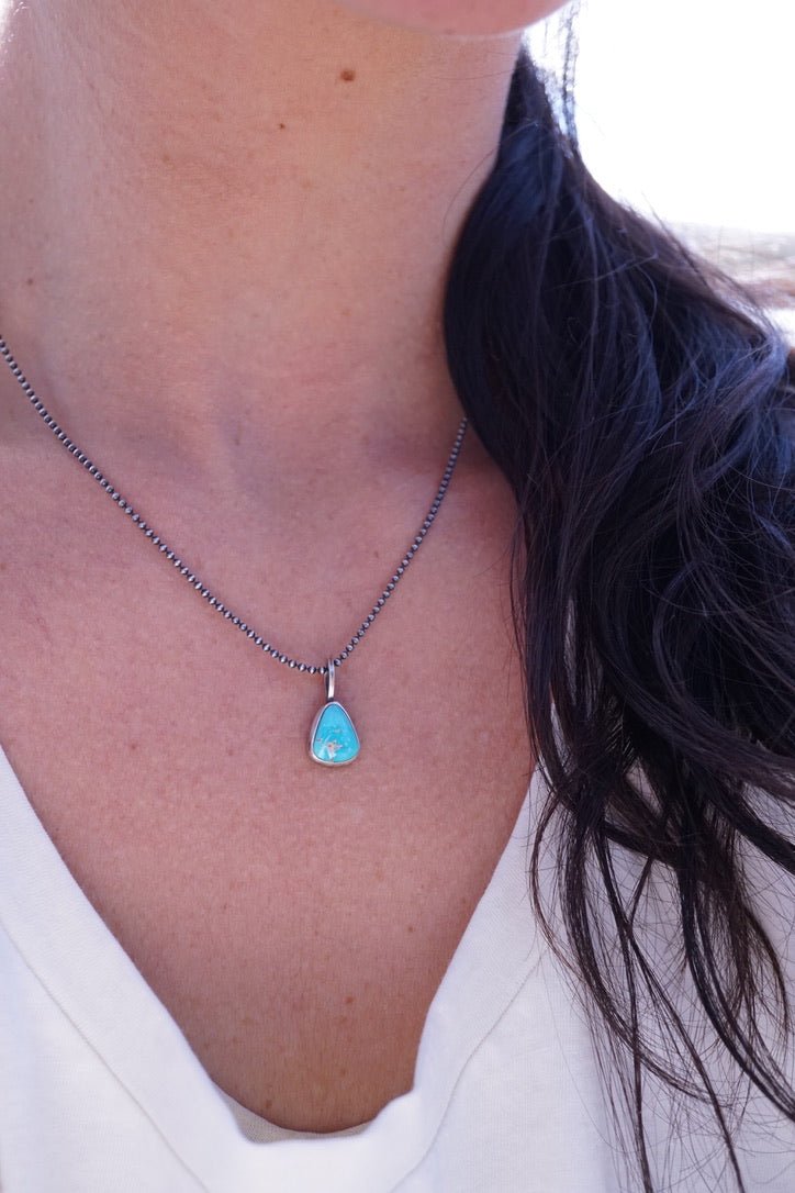 sonoran nugget turquoise necklace in sterling - Lumenrose