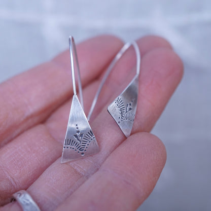springtime cutie silver stamped earrings #1 - Lumenrose