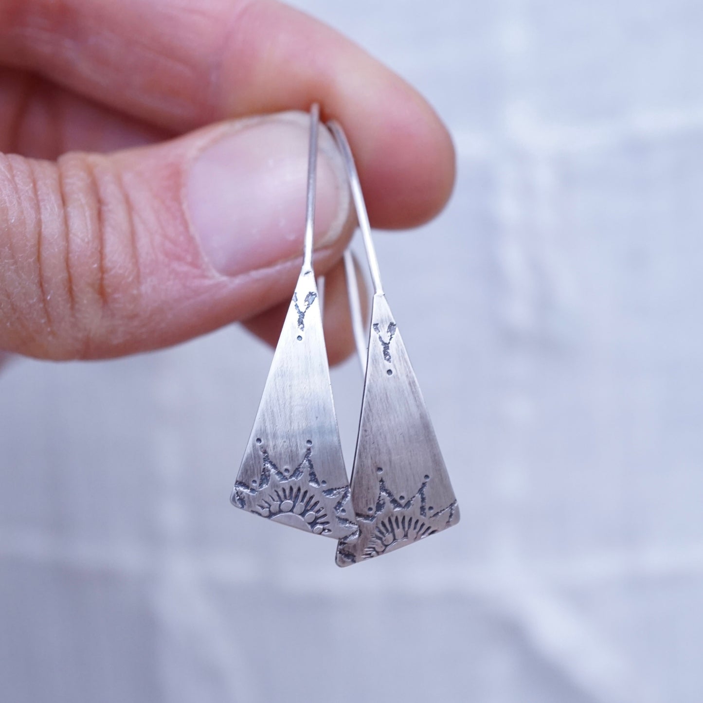 springtime cutie silver stamped earrings #3 - Lumenrose