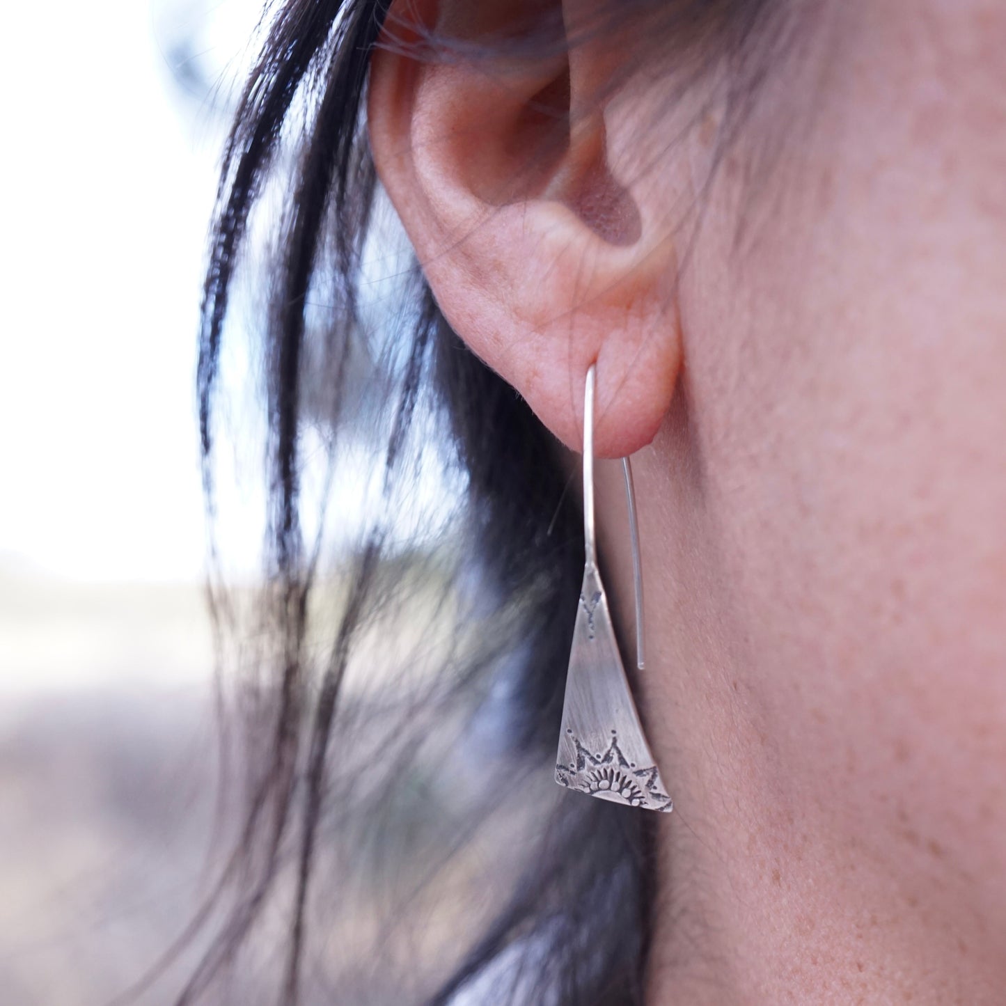 springtime cutie silver stamped earrings #3 - Lumenrose