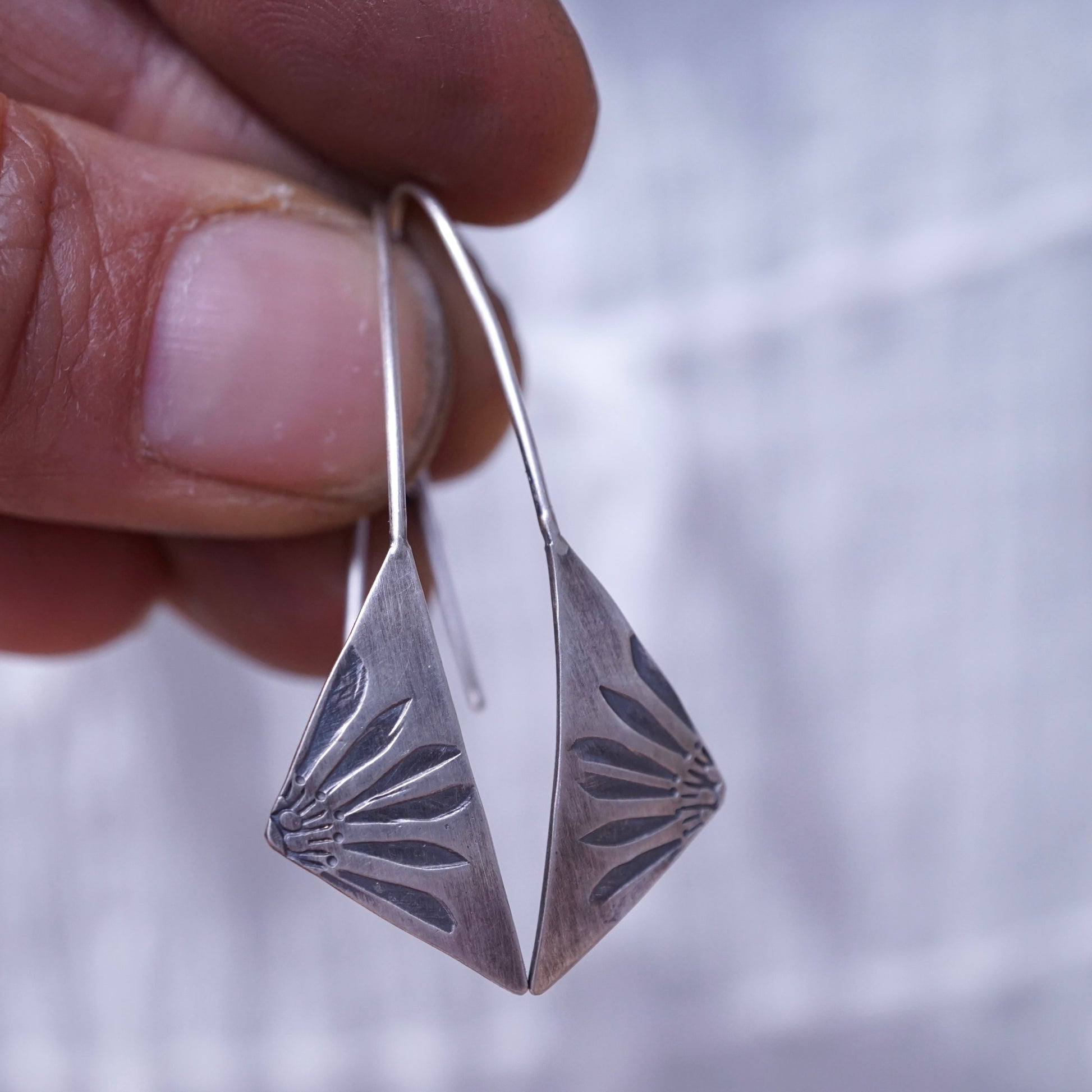 springtime cutie silver stamped earrings #5 - Lumenrose
