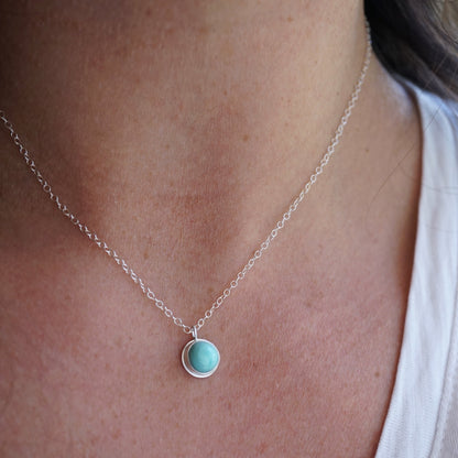 teeny tiny cheyenne turquoise + silver necklace - Lumenrose