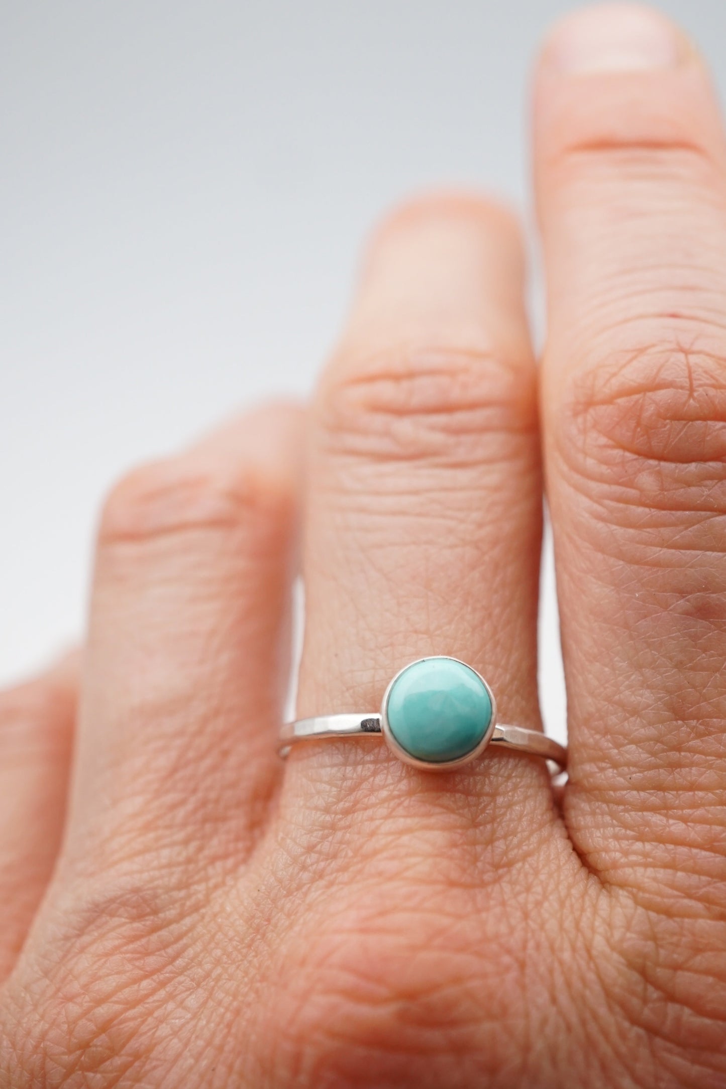 teeny tiny cheyenne turquoise stacking ring - silver - size 9.5 - Lumenrose