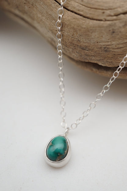 teeny tiny high grade cheyenne turquoise + silver necklace - Lumenrose
