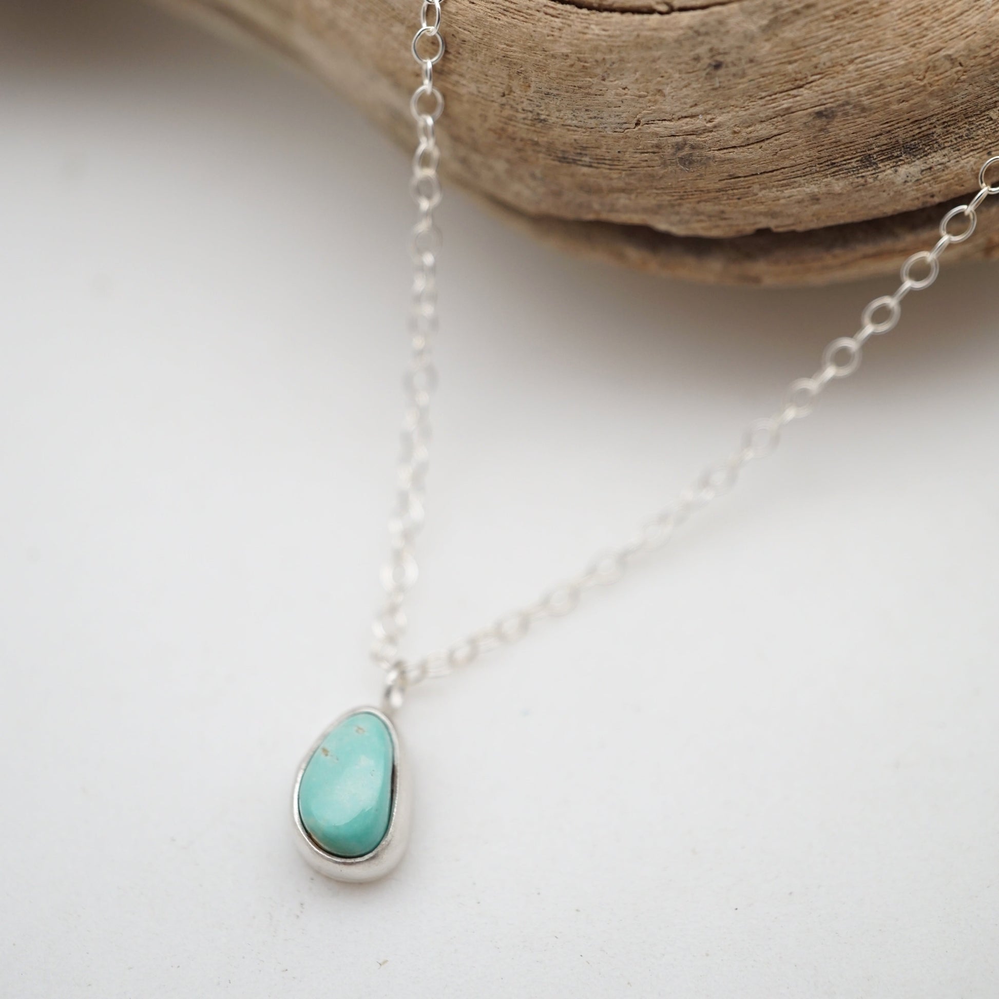 teeny tiny royston turquoise + silver necklace - Lumenrose