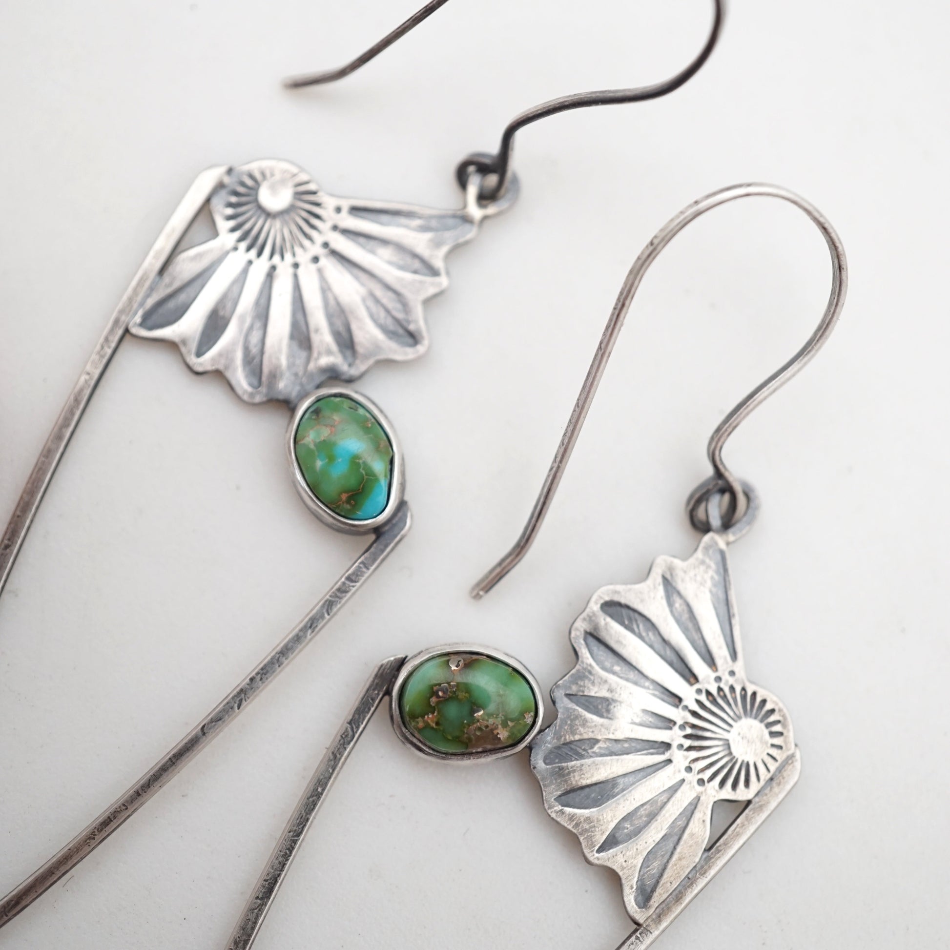 the forever unfurling earrings - dangle style with sonoran gold turquoise - Lumenrose