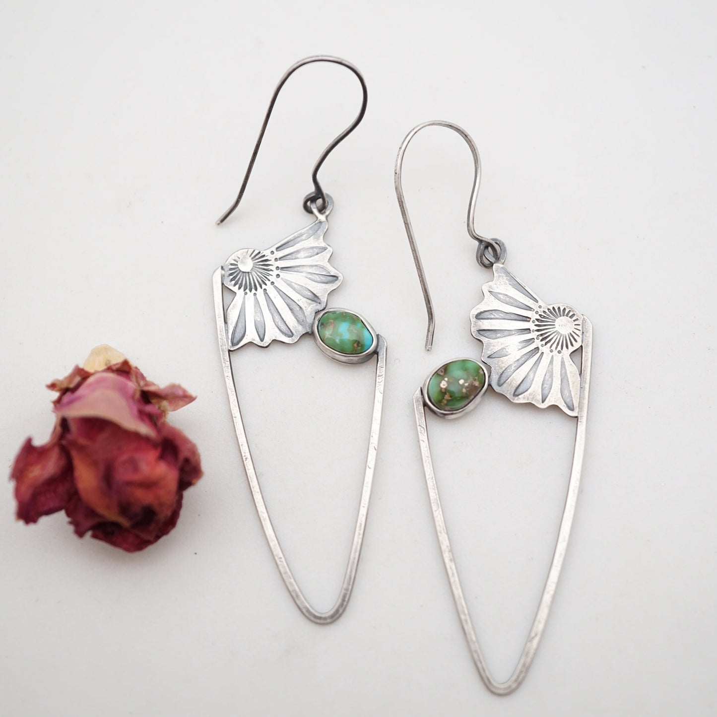 the forever unfurling earrings - dangle style with sonoran gold turquoise - Lumenrose