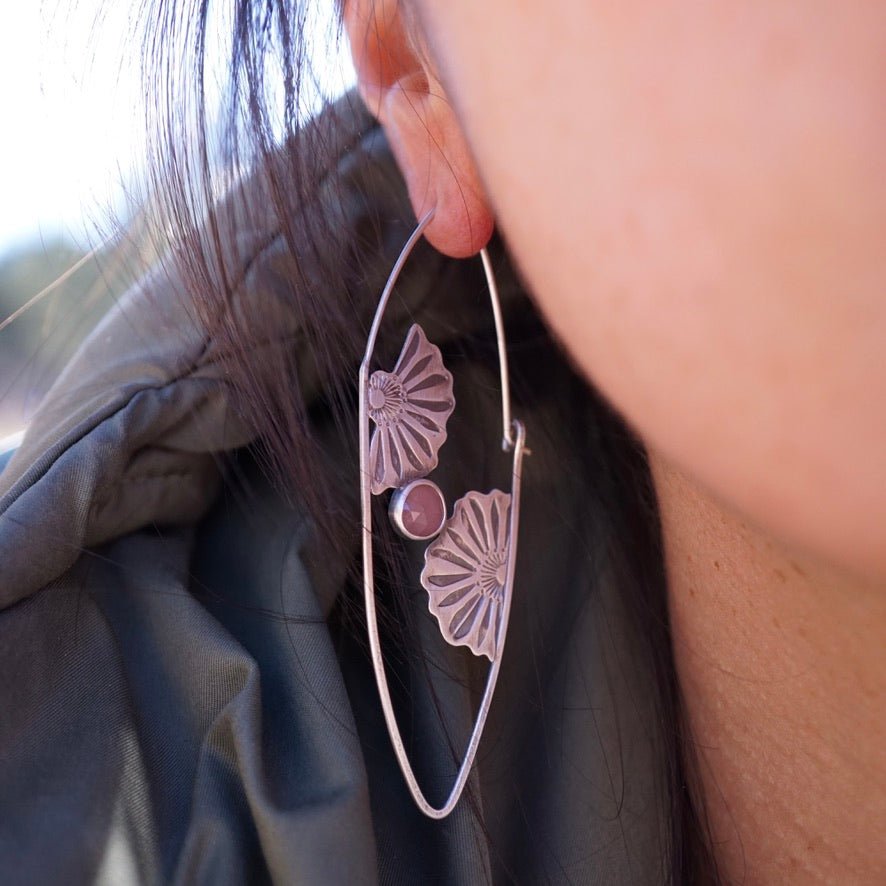 the forever unfurling earrings with extra flowers + guava quartz - Lumenrose