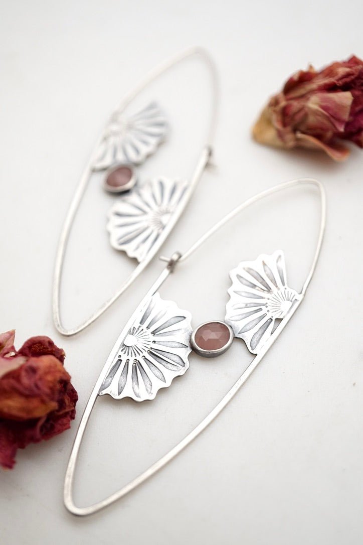 the forever unfurling earrings with extra flowers + guava quartz - Lumenrose