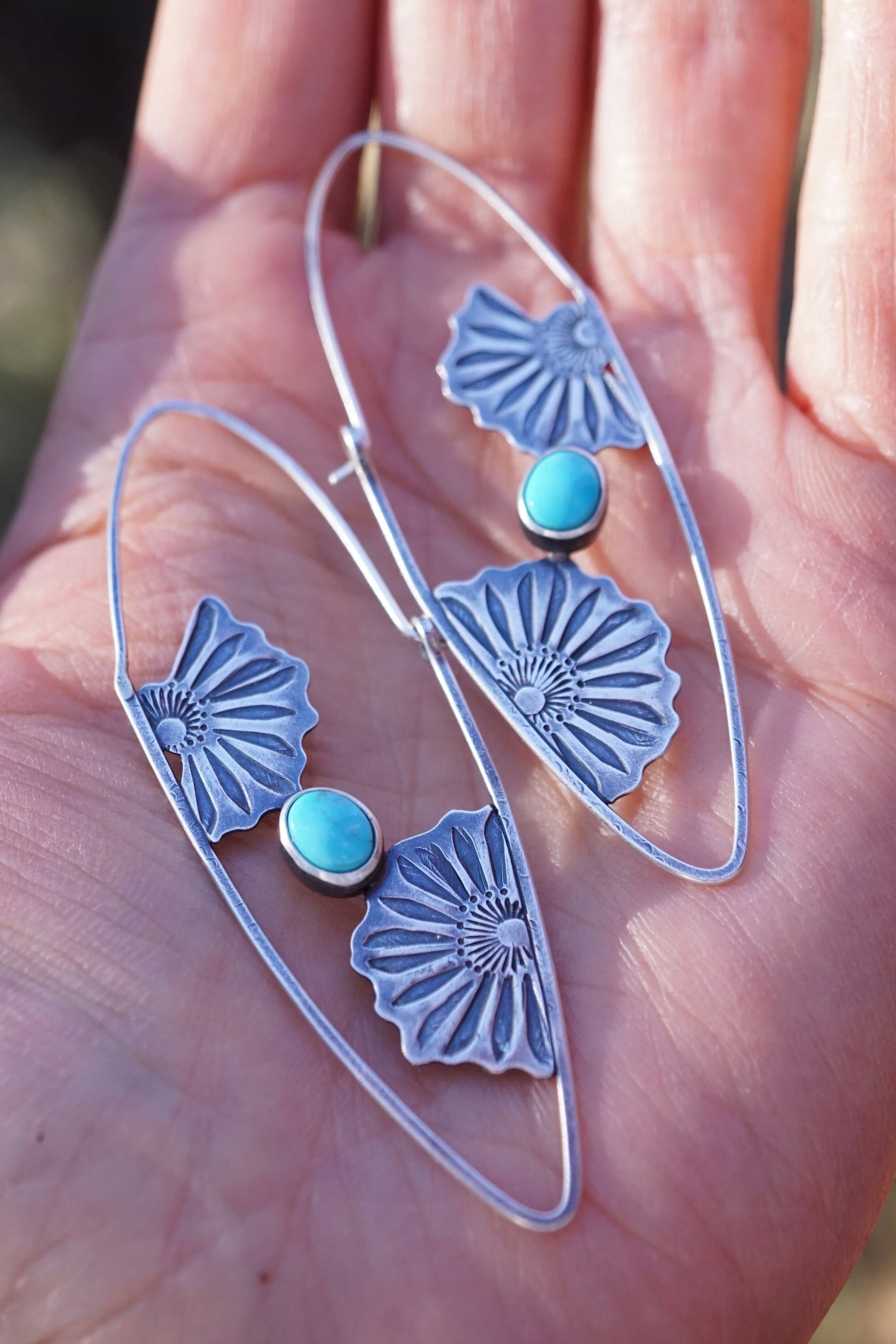 the forever unfurling earrings with extra flowers + sonoran nugget turquoise - Lumenrose