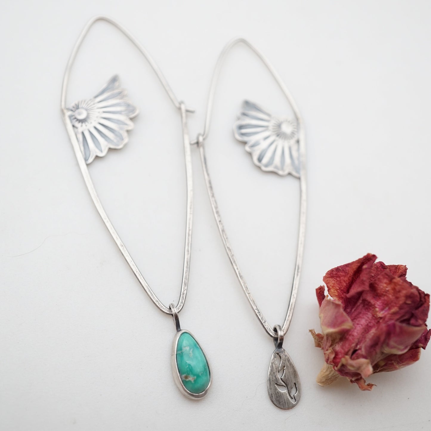 the forever unfurling earrings - with turquoise & silver charms - Lumenrose
