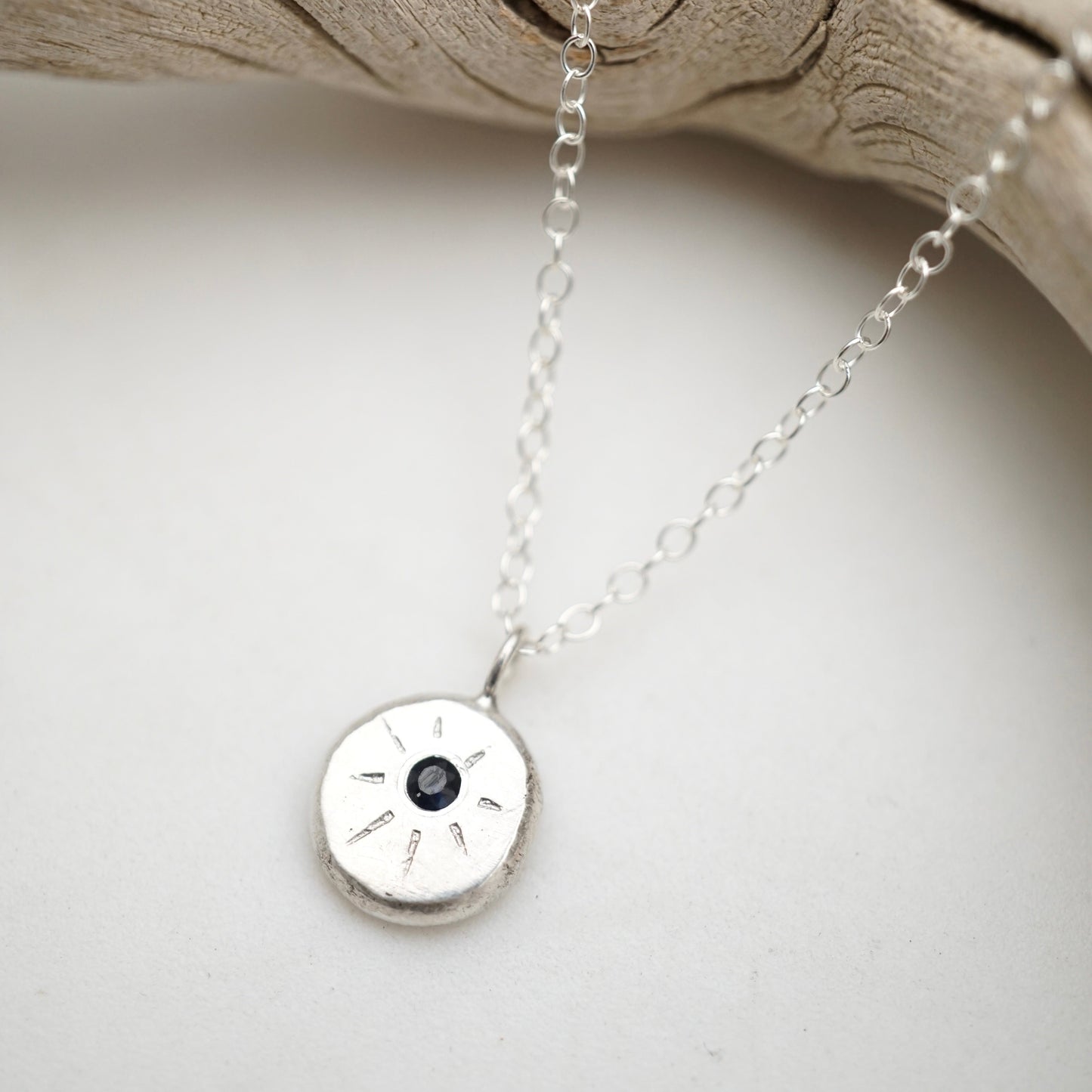 tiny sparkle necklace with black sapphire - Lumenrose
