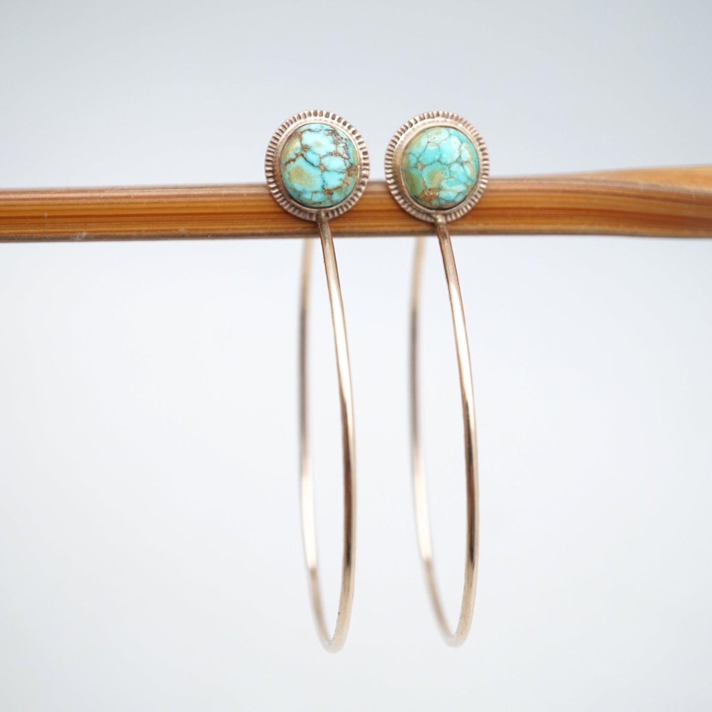 turquoise mountain turquoise + 14k goldfill hoops - SMALL SIZE - Lumenrose