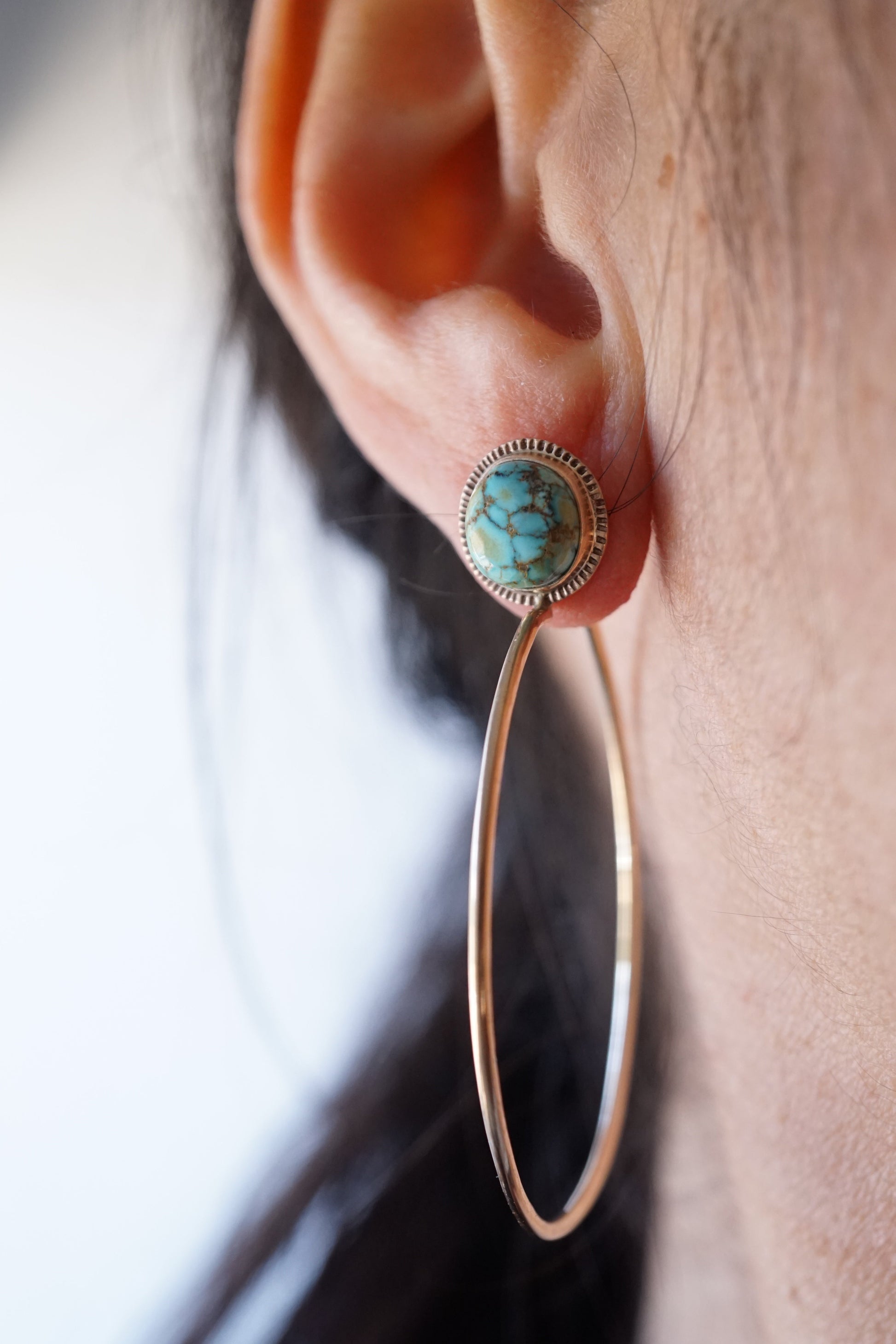 turquoise mountain turquoise + 14k goldfill hoops - SMALL SIZE - Lumenrose