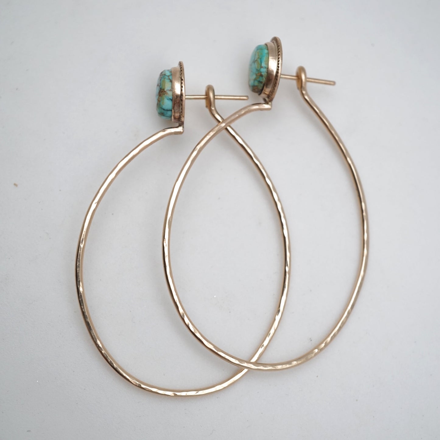 turquoise mountain turquoise + 14k goldfill hoops - SMALL SIZE - Lumenrose