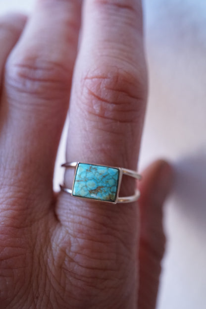 turquoise mountain turquoise open band ring in 14k goldfill - size 6.5 - Lumenrose