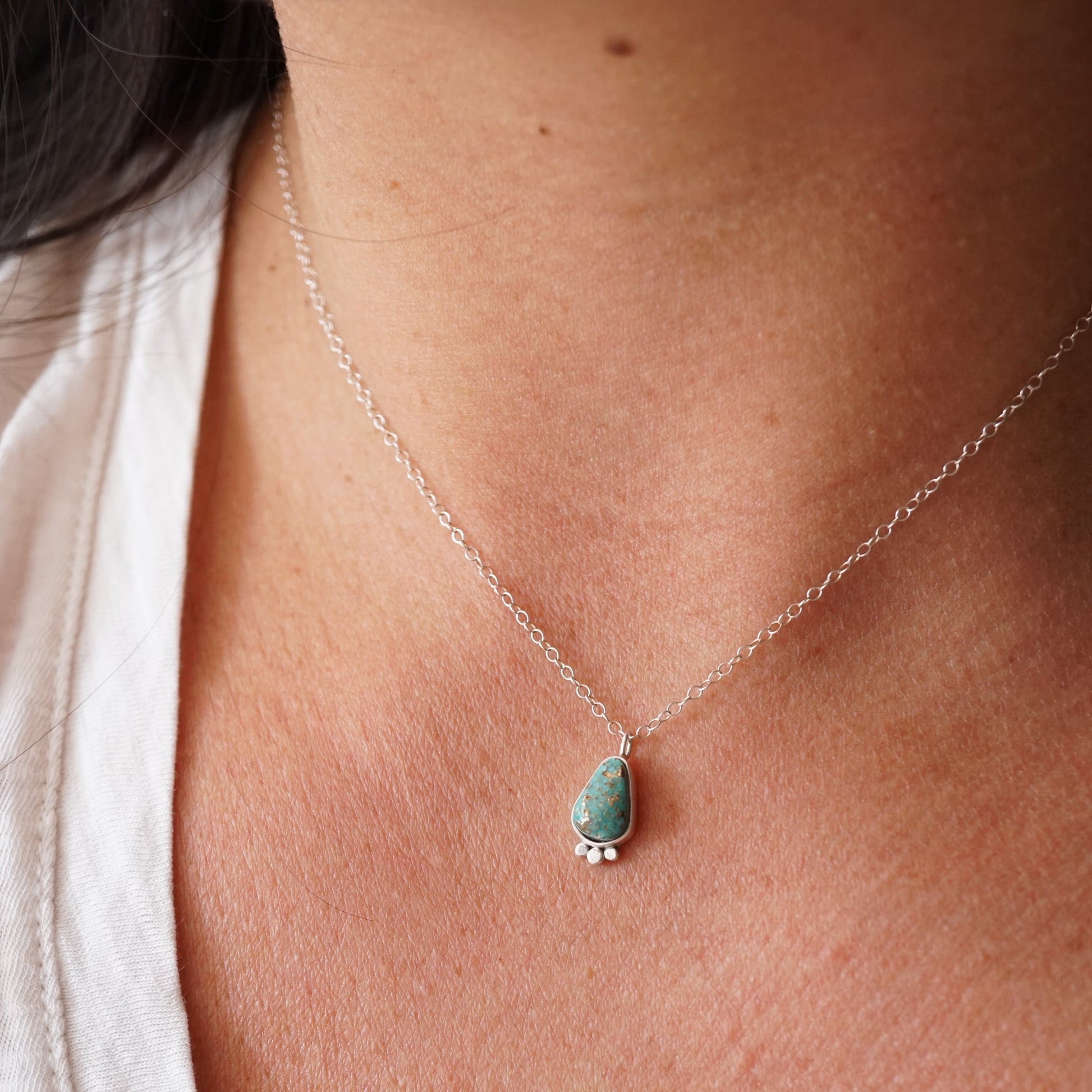 turquoise mountain turquoise raindrop necklace - Lumenrose