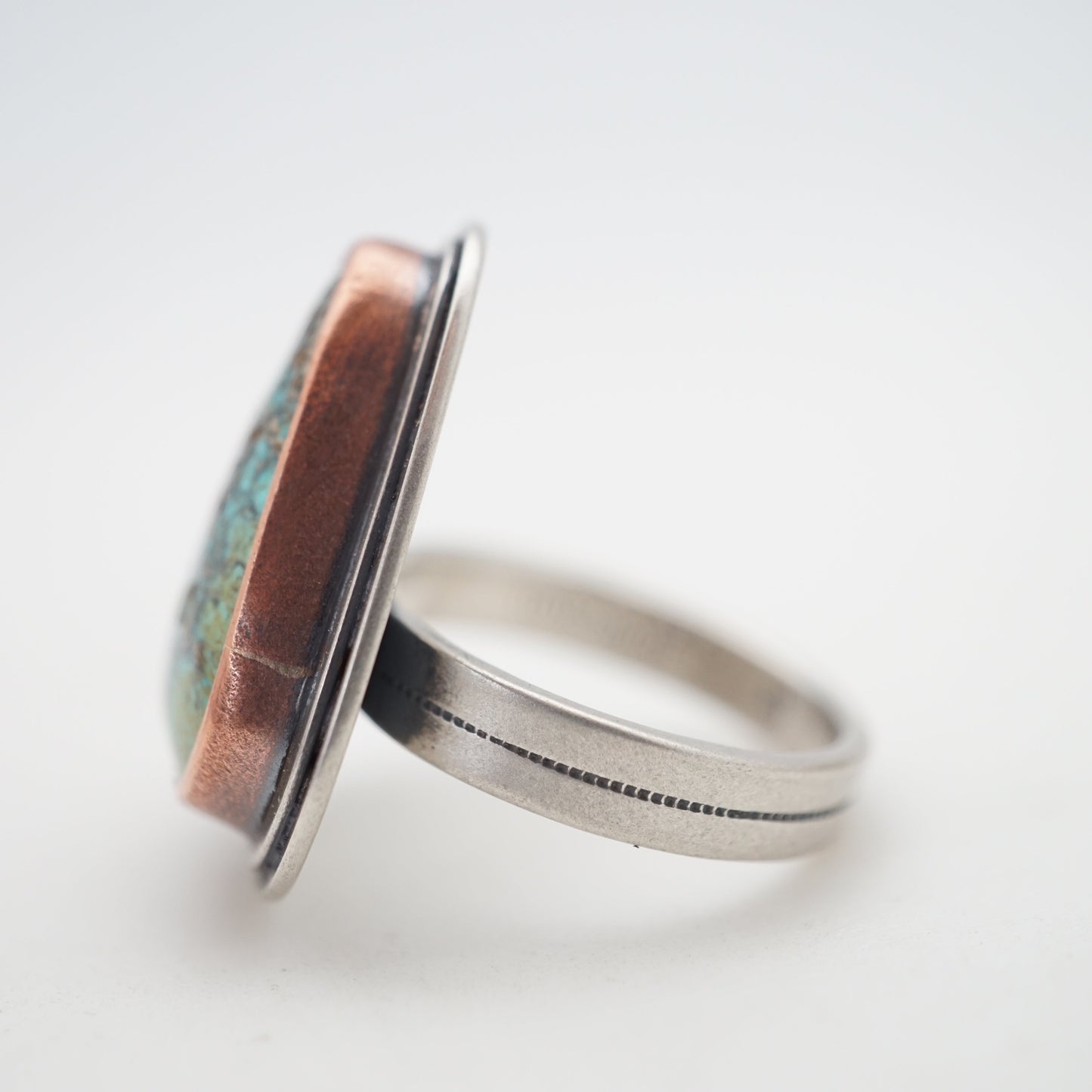 turquoise mountain turquoise ring with copper bezel - size 7.5 - Lumenrose