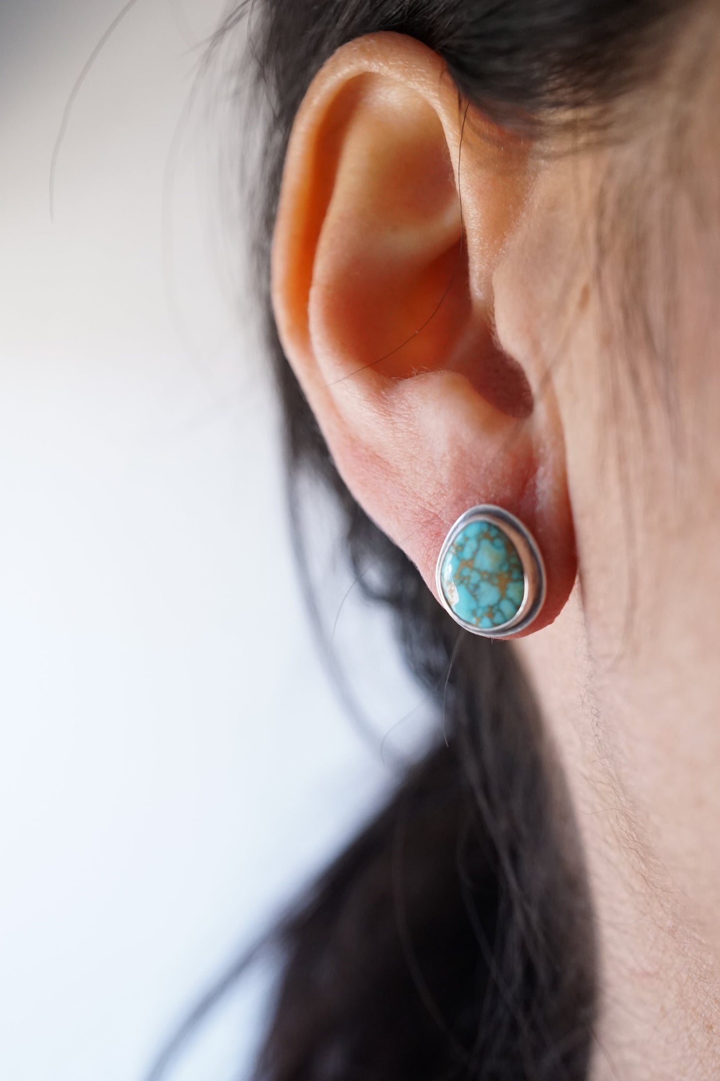 turquoise mountain turquoise silver studs - Lumenrose